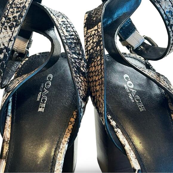 Coach Black and Gray Snake Print Sandals - Picture 6 of 10